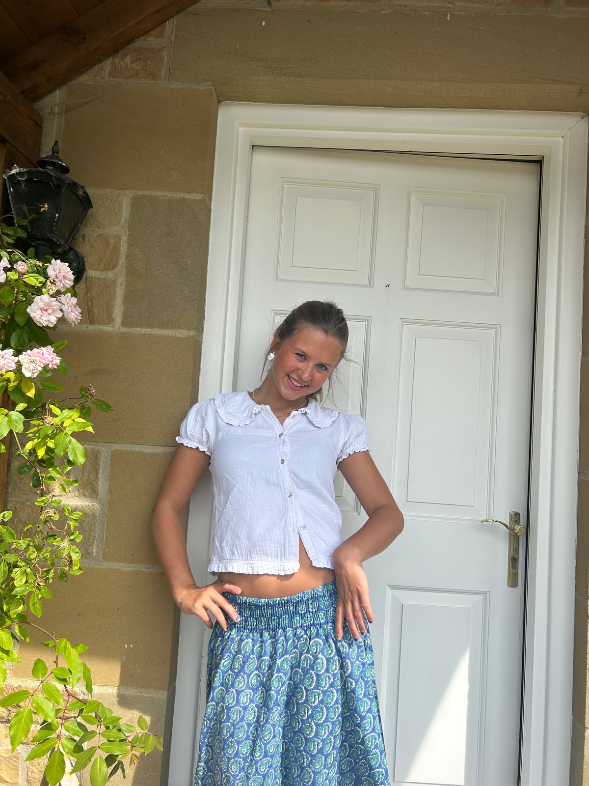 Sample Beatrice blue maxi skirt.